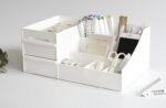 Shuttle Art Office Desk Organizer with Drawer, All in One Office Supplies and Cool Desk Accessories Pen Holder, Enhance Your Decor, Desktop 8-Compartment Laddered Desk Organizer(White) - Image 4