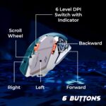 ZEBRONICS Transformer M Plus Wired Gaming Mouse, Up to 12800 DPI, 6 Buttons with a 6-Level DPI Switch, 8 RGB Modes, 1000Hz Polling Rate, 1.5m Detachable Cable, Gaming Grade Sensor (Grey + Blue) - Image 6