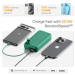 Ambrane 20000mAh Powerbank with in-Build Type C Cable, 22.5W Fast Charging, USB & Type C Output, Power Delivery, Quick Charge for iPhone, Android Mobile & Tablets, Earbuds, (Stylo N20, Black) - Image 4