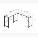 Callas L Shaped Computer Desk - Gaming Corner 50 Inch PC, Computer Corner Desk, Writing Workstation with Wooden Desktop CPU Stand for Home, Office, Room & Small Space (White - ST-22 White(R)) - Image 3