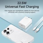 MI Xiaomi 22.5W Fast Charger with USB-C Cable, Quick Charge 3.0 Power Adapter Compatible with Redmi Note Series, Poco, Mi, Any Type C Devices - with Power Delivery (White) - Image 5