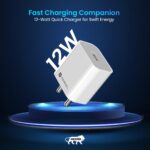 Portronics Adapto 12 2.4A 12W Fast Wall Charger for iPhone 11/Xs/XS Max/XR/X/8/7/6/Plus, iPad Pro/Air 2/Mini 3/Mini 4, Samsung S4/S5, and More(White) - Image 3