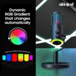 AKKORD USB Condenser Microphone with RGB Lights, Real-Time Monitoring, Noise Cancellation, Plug & Play USB-C Mic for PC, Mac, Android, iPad – Ideal for Podcasting, Gaming & Streaming - Image 4