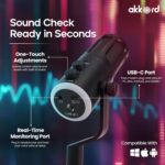 AKKORD USB Condenser Microphone with RGB Lights, Real-Time Monitoring, Noise Cancellation, Plug & Play USB-C Mic for PC, Mac, Android, iPad – Ideal for Podcasting, Gaming & Streaming - Image 7
