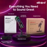 AKKORD USB Condenser Microphone with RGB Lights, Real-Time Monitoring, Noise Cancellation, Plug & Play USB-C Mic for PC, Mac, Android, iPad – Ideal for Podcasting, Gaming & Streaming - Image 8