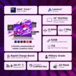 Lenovo Yoga Slim 7 AI Laptop PC, 2025 Aura Edition Intel Core Ultra 7 258V, 14"/OLED/AI Now Screen, 47 Tops/Copilot+/Windows 11 (Office/Home 2024), 1.19 Kg, 83JX001MIN, 1Yr ADP, 32GB RAM/1TB SSD, Grey - Image 3