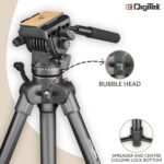 DIGITEK® (DPTR 880 PRO) (165 CM) Platinum Aluminum Light Weight Tripod, with Fluid Video Head, for DSLR & Video Cameras, Maximum Operating Height: 5.90 Feet, Maximum Load : 6 kgs (Black) - Image 4
