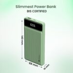 Portronics Luxcell B 10K 10000 mAh 22.5W Fast Charging Power Bank, Ultra Slim Power Bank with Mach USB-A Output, Type C PD Output, Type C Input, Wake Up Button(Green) - Image 4