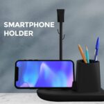 eo Pen Stand for Study Table with Self-Watering Plant Pot, Glasses & Smartphone Holder – Desk Organizer & Pencil Holder for Office, Home, Kids, Students, Study Room (Desk Station Black) - Image 4