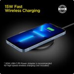 Spigen Wireless Charger for iPhone 17/16/15/13/12/11 Series, Samsung Galaxy S25/S24/S23/S22/S21/S20, OnePlus with USB-C to C Cable [Fast Charging] [Non-MagSafe] - Black - Image 3