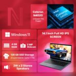 BrowseBook 14.1" FHD IPS Laptop | Best Student & Office Work Laptop | Celeron N4020 | 4GB RAM | 128GB SSD | Windows 11 | 38Wh | 1.3kg | Grey - Image 4