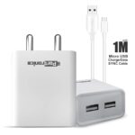 Portronics Adapto 66 2.4A 12w Dual USB Port 5V/2.4A Wall Charger,Comes with 1M Micro USB Cable, USB Wall Charger Adapter for iPhone 11/Xs/XS Max/XR/X/8/7/6/Plus(White) - Image 3