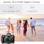 Saneen Digital Camera, 4K Cameras for Photography and Video, 64MP WiFi Touchscreen, Vlogging Camera for YouTube with Flash, 32GB Card, Sunshade, 3000mAh Battery, Front Cameras - Image 3