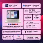 Lenovo Yoga 7 2-in-1 Intel Core Ultra 7 258V,Copilot+ AI PC(32GB RAM/1TB SSD/14(35.5cm) WQXGA+ OLED/47 Tops/Win 11/Office Home 2024/Yoga Pen/1Year ADP/Seashell/1.38Kg),83JQ000NIN Convertible Laptop - Image 3