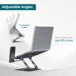 Portronics My Buddy K9 Pro 2-in-1 Laptop & Phone Stand with 360° Rotating Base, Adjustable Height & Angle, Foldable Metal Design, Heat Dissipation, Universal Fit for 10–15.6” Laptops - Image 3