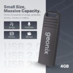 Geonix Pendrive I USB 2.0 I Keyring Design I Lightweight I Variant 4GB I 5 Years Warranty (Black) - Image 4