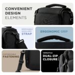 Tygot Water Resistant Camera Bag/Case Shoulder Strap Space for Photography Lens and Accessories Compatible for Nikon, Canon, Sony, Panasonic, Samsung & Other SLR/DSLR etc (Black & Silver) - Image 4