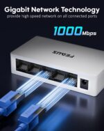 FEDUS Ethernet Switch, Gigabit 1000Mbps 5 Port Gigabit Ethernet Splitter, Plug & Play, Desktop Network Switch Hub, Unmanaged, Compact, with LED, Fanless Quiet, for Internet Cable, Laptop, Router, NAS - Image 3