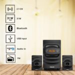 Philips Audio MMS2625B 2.1 Channel, 31 W, Bluetooth Connectivity, Wired Multimedia Computer Speaker, FM, USB, Audio in Speakers, 15mm Subwoofer, Wide Compatibility - MP3 Player, TV, PC (Black) - Image 3