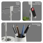 eo Pen Stand for Study Table with Self-Watering Plant Pot, Glasses & Smartphone Holder – Desk Organizer & Pencil Holder for Office, Home, Kids, Students, Study Room Desk Station White - Image 3