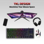 EvoFox Fireblade TKL Semi-Mechanical Gaming Keyboard with Rainbow Backlit& Breathing Effect, Floating Keycaps, 19 Anti-Ghosting & 12 Multimedia Keys, Windows Lock Key, Braided Cable (Black) - Image 4
