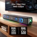 ZEBRONICS VITA BAR 150 Wireless Bluetooth Soundbar, 20W RMS, 2.0 Channel, Dual (52mm Driver & Passive Radiator), Upto 8 Hours Playback, Built in Battery, BTv5.3 | USB | mSD | AUX | | TWS, RGB LED - Image 3