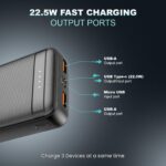Kratos Legend Champ Power Bank 20000mAh, Fast Charging 22.5W, Triple Output,USB Type C Connector, PD Quick Charge Power Bank for iPhone, Android & Other Phones, BIS Certified,Made in India, Black - Image 5