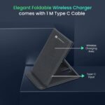 Portronics Freedom Fold 15W Foldable Wireless Charger with Premium PU Leather, 1 Mtr Type C Charging Cable Compatible with iPhone 8 & Above and Other QI Enabled Devices(Grey) - Image 3