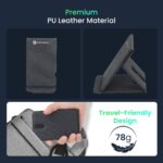 Portronics Freedom Fold 15W Foldable Wireless Charger with Premium PU Leather, 1 Mtr Type C Charging Cable Compatible with iPhone 8 & Above and Other QI Enabled Devices(Grey) - Image 4