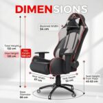 ASE GAMING Gold Series Ergonomic Gaming Chair Premium PU Leather, Adjustable Neck & Lumbar Pillow, 180 Degree Recline with Black Metal Base with 3 Years Warranty (Grey) - Image 3