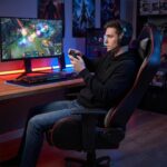 ASE GAMING Gold Series Ergonomic Gaming Chair Premium PU Leather, Adjustable Neck & Lumbar Pillow, 180 Degree Recline with Black Metal Base with 3 Years Warranty (Grey) - Image 4