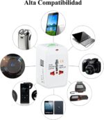 rts 224+ Countries Supported 2024 Universal Travel Adapter Plug International All in One Worldwide Universal Travel Adapters Compatible with Smart Phone,Laptop,Mobile,Camera,Tablet,White - Image 4