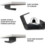 Herrlich Homes Cable Management Under Desk For Easy Mounting Under-Table I Metal | Set Of 1 I Desk Organizer For Office/Home Table Thoughtful Cable Tray Holder, Black - Image 5