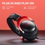 HyperX Cloud II – Wired Gaming Headset for PC, PS5 / PS4. Active Noise Cancellation, Over Ear, circumaural, Closed Back, Virtual 7.1 Surround Sound - Black-Red (4P5M0AA) - Image 3