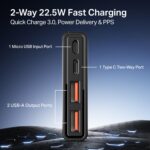boAt Energyshroom PB300 10000 mAh 22.5W Fast Charging Power Bank (2X Output Ports, Supports Android,iPhone,Tablets,Earbuds) (Carbon Black) - Image 3