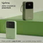 Lifelong Electronics 20000mAh 22.5W Fast Charging Power Bank | 3 Inputs (in-Built USB + Lightning + Type-C Port) | 6 Outputs (3 Integrated Cables + Type-C + 2 USB) | QC 3.0 Powerbank - Image 3