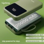 Lifelong Electronics 20000mAh 22.5W Fast Charging Power Bank | 3 Inputs (in-Built USB + Lightning + Type-C Port) | 6 Outputs (3 Integrated Cables + Type-C + 2 USB) | QC 3.0 Powerbank - Image 5