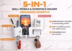 Wall Mobile Holder | Multi-Purpose Mobile Stand | Remote Holder & Mobile Charging Stand, Phone Stand for Charging with Pen and Key Holder Useful Gadget-White - Image 3