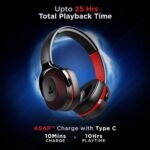 Boat Rockerz 425 Bluetooth Wireless Over Ear Headphones with Mic Signature Sound, Beast Mode for Gaming, Enx Tech, ASAP Charge, 25H Playtime, Bluetooth V5.2 (Active Black) - Image 4