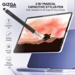Gizga essentials 2 in 1 Universal Stylus Pen for All Touchscreen Devices| Fine Point Disc Tip & Soft Rubber Tip Touch Pen for iPad/Pro/Air/mini, iPhone, iOS/Android, Tablets, Smartphones, (Black) - Image 3