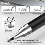 Gizga essentials 2 in 1 Universal Stylus Pen for All Touchscreen Devices| Fine Point Disc Tip & Soft Rubber Tip Touch Pen for iPad/Pro/Air/mini, iPhone, iOS/Android, Tablets, Smartphones, (Black) - Image 4