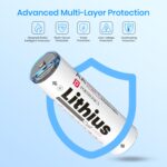 Portronics AA Lithius Type C Rechargeable Batteries, Pack of 2, Lithium Ion Cell Composition, Upto 1480mAh Capacity, Low Self Discharge, No Separate Charger Required (White) - Image 3
