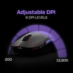 Kreo Harpy 55g Ultra-Light Wired Gaming Mouse with Customizable RGB (13 Modes), 12,800 DPI, 1000Hz Polling Rate, Symmetrical Ergonomic Design and Braided Cable - Image 3