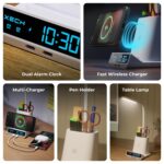 Xech Digital Alarm Clock for Heavy Sleepers | Lamp with 15W Fast Wireless Charger & Dual USB-C Output Ports | Type-C Wired Input | Valentine Gift for Husband Men Boys | Made in India (Quest Ultra) - Image 3