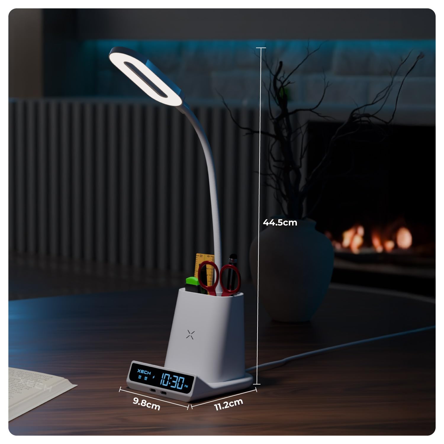 Xech Digital Alarm Clock for Heavy Sleepers | Lamp with 15W Fast Wireless Charger & Dual USB-C Output Ports | Type-C Wired Input | Valentine Gift for Husband Men Boys | Made in India (Quest Ultra) - Image 10