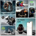 CrossBeats Armour Pro AI Premium Smart Watch for Man, Latest 1.43” AMOLED Always on Display,5 ATM Waterproof,Compass,30-Day Battery, GPS,BT Calling Smartwatch,150+ Sports Modes,BP,HR,SPO2,Android,iOS - Image 3
