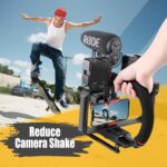Zeadio Smartphone Camera Stabilizer, Portable Handle Grip Video Action Handheld Stabilizer, Fits for All Camcorder, Camera, Action Camera, DSLR and All iPhone and Android Smartphones, Black - Image 3