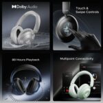 Boat New Launch Rockerz 650 Pro, Touch/Swipe Controls, Dolby Audio, 80Hrs Battery, 2Mics ENx, Fast Charge, App Support, Dual Pair, Bluetooth Over Ear Headphones with Mic (Iris Black) - Image 3