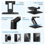 Ambrane 360° Rotation, Foldable Design Mobile Stand with Stable Metalic Round Base, Multiple Height & Angle adjustments Compatible with Smartphones, Tablets, Kindles & iPad (Twistand 360, Black) - Image 3