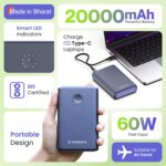Ambrane 85W Fast Charging Powerbank for MacBook, Type C Laptop & Mobile Charging, 20,000mAh Battery, Triple Output, Power Delivery & Quick Charge (Powerlit Ultra lite, Black) - Image 3